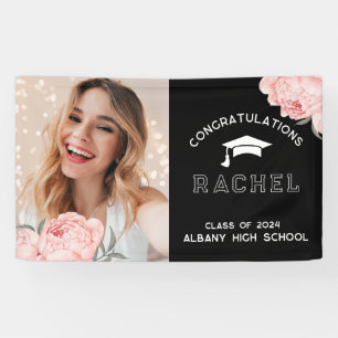Elegantes rosa florales Abschluss Absolventenfeier Banner