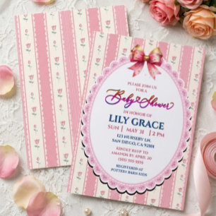 Elegantes rosa florales Babyshower Shabby Chic Einladung