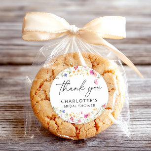 Elegantes rosa florales Danke Brautdusche Runder Aufkleber