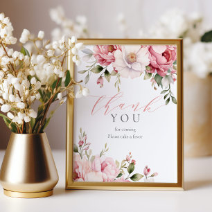 Elegantes rosa florales Geschenk Schild für Baby S