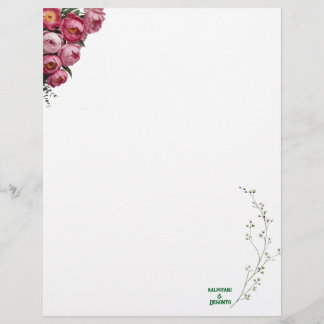 Elegantes rosa florales Hochzeits-Willkommensschil Briefbogen