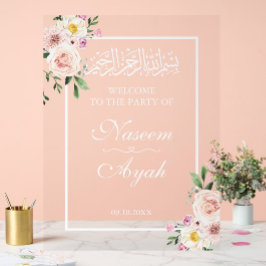 Elegantes rosa florales islamisches arabisches Par Acrylschild