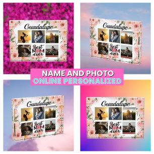 Elegantes rosa florales modernes Erinnerungsstück Fotoblock