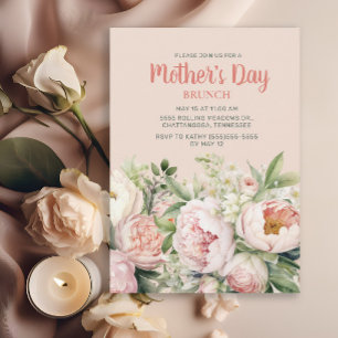 Elegantes rosa florales Muttertags-Brunch Einladung