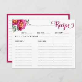Elegantes, rosa, florales Rezept Brautparty Begleitkarte