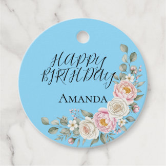 Elegantes rosa florales rundes personalisiertes Ge Geschenkanhänger