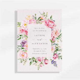 Elegantes rosa Florales Save The Date Einladung