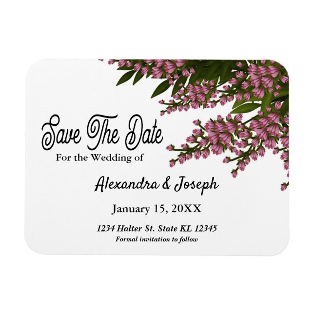 Elegantes rosa, florales Wasser Save the Date Magnet (Horizontal)