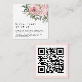 Elegantes Rosa Florals QR Code Wedding RSVP Begleitkarte