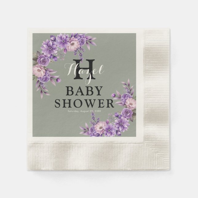 Elegantes rosa, florenfarbenes Cocktailpapier Serviette (Vorderseite)