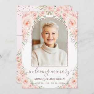 Elegantes Rosa Foto Beerdigung Gedenkstätte Dankeskarte