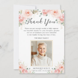 Elegantes Rosa Foto Beerdigung Gedenkstätte Dankeskarte