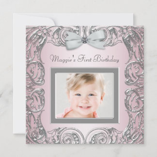 Elegantes Rosa Foto Einladung zum Geburtstag