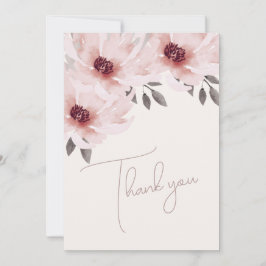 Elegantes Rosa Foto Hochzeit mit floralen Farben Dankeskarte