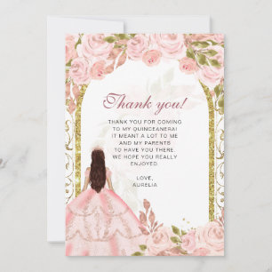 Elegantes Rosa Foto Quinceañera Dankeskarte