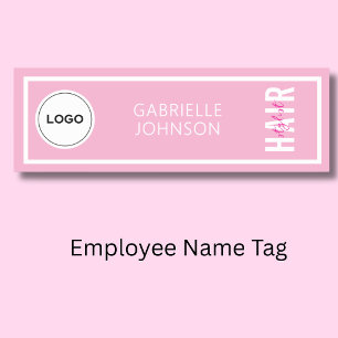 Elegantes rosa Friseur-Logo-Salon-Mitarbeiter-Name Namensschild
