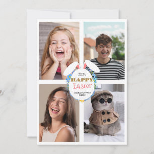 Elegantes rosa fröhliches Ostereier Foto Feiertagskarte