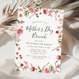 Elegantes rosa Frühlingsbrunch der Blumenmutter Einladung