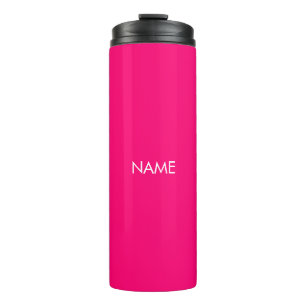 Elegantes, rosa Fuchsia individuelle Name-Monogram Thermosbecher