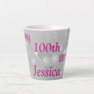 Elegantes Rosa funkelnd 100. Geburtstag Milchtasse