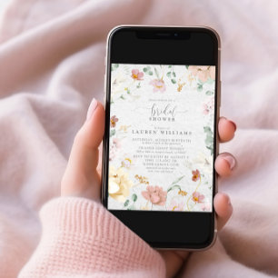 Elegantes Rosa Garten Blume Brautparty Einladung