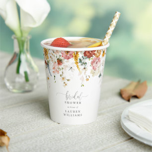 Elegantes Rosa Garten Blume Brautparty Pappbecher