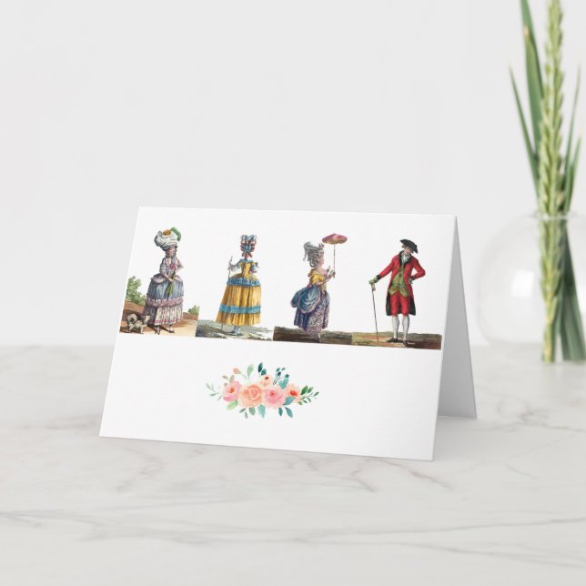 Elegantes Rosa, gelbe französische Mode-Regency-Bl Dankeskarte (Vorderseite)