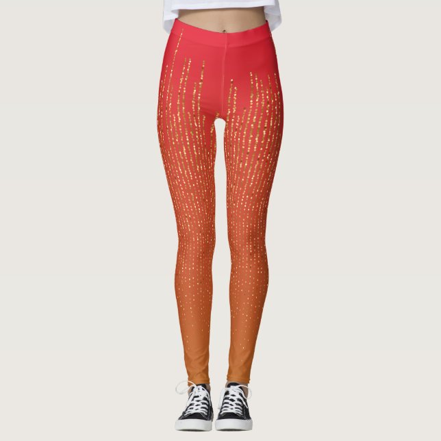 Elegantes rosa gelbes Glitzer-Muster Leggings (Vorderseite)