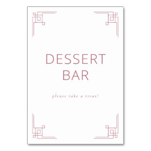 Elegantes rosa geometrisches Dessertbar-Schild Tischnummer