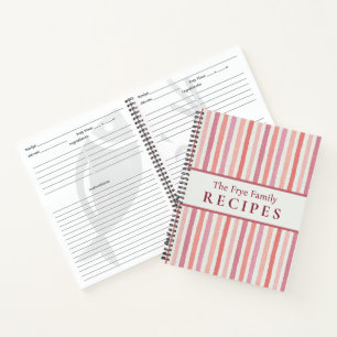 Elegantes rosa gestreiftes personalisiertes Famili Notizbuch