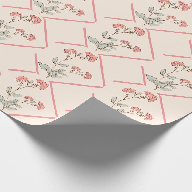 Elegantes Rosa Girly Floral Abstrakt Geschenkpapier (Ecke)