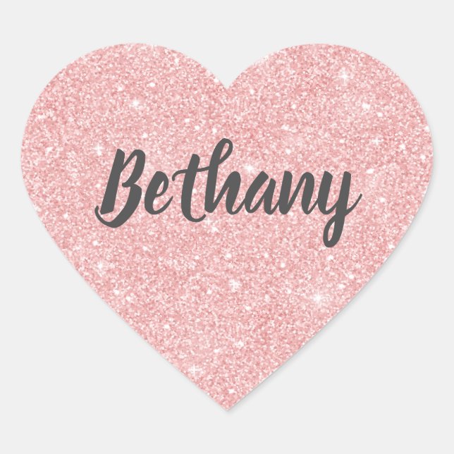 Elegantes Rosa Glitzer Herz Herz-Aufkleber (Vorderseite)