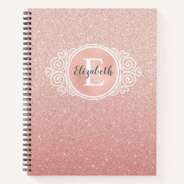 Elegantes rosa Glitzer Monogram Name Sketchbook Notizbuch