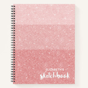 Elegantes rosa Glitzer Sketchbook mit Namen Notizbuch
