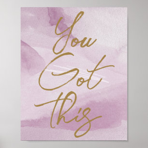 Elegantes Rosa Gold Du Schaffst Das  Poster