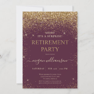 Elegantes Rosa Gold Glitzer Retirement Party Einladung