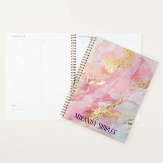 Elegantes Rosa & Gold Lack lila Name Planer