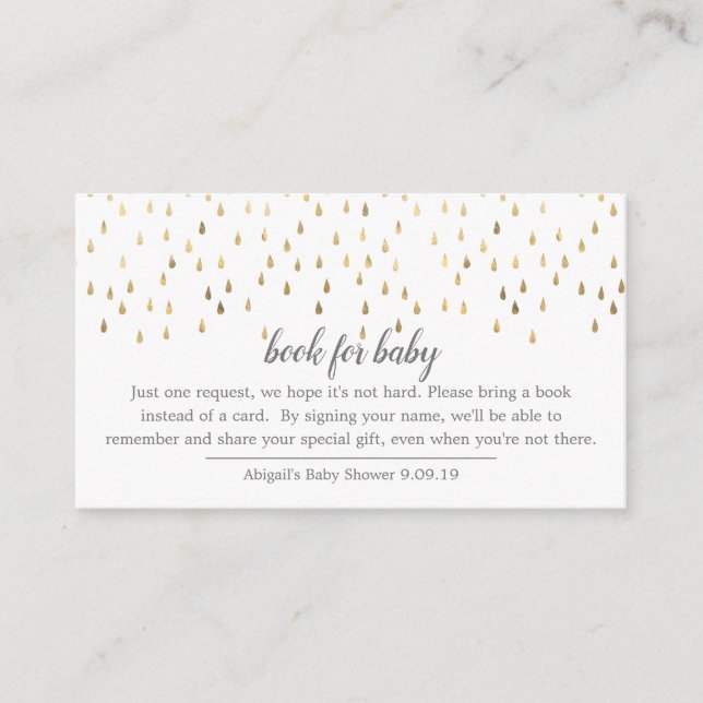Elegantes Rosa & Gold Raindrops Book for Baby Begleitkarte (Vorderseite)