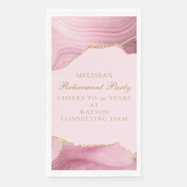 Elegantes Rosa-Gold-Ruhestandsfeier Personalized Serviette (Vorderseite)