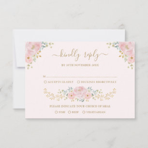 Elegantes Rosa Gold Wasserfarben Blumenzwiebeln RS Karte