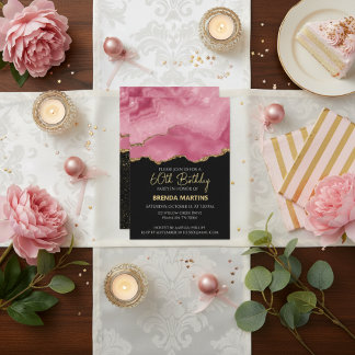 Elegantes rosa-goldenes abstraktes Marmordesign Einladung