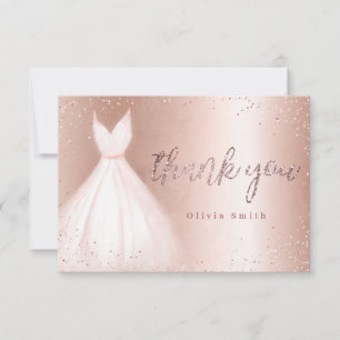 Elegantes rosa-goldenes funkelndes rosa Kleid Quin Dankeskarte