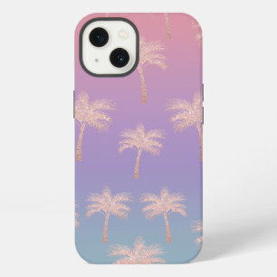 Elegantes rosa-goldenes Glitter-Gradient-Palm-Must iPhone 13 Hülle