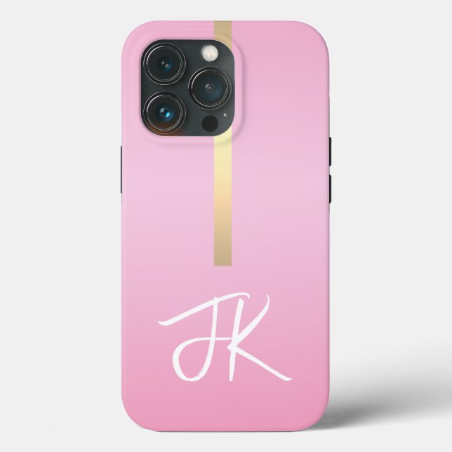 Elegantes rosa Goldmetall mit Monogramm Case-Mate iPhone Hülle (Rückseite)