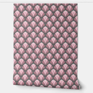 Elegantes Rosa Graues Art Deco Vintage Muster Tapete