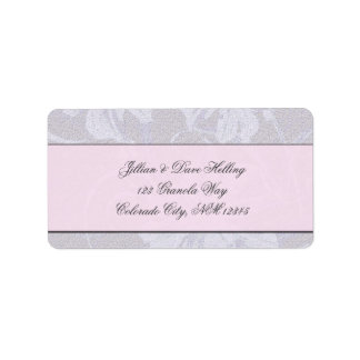 Elegantes rosa, graues und cremefarbenes Damastmus Adressaufkleber