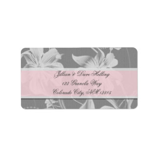 Elegantes rosa, graues und cremefarbenes Damastmus Adressaufkleber