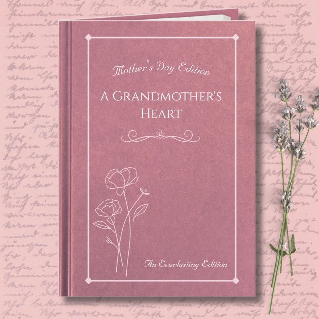 Elegantes Rosa Großmutter Muttertags-Geschichtenbu Karte (Stylish pink floral storybook card for Grandmother with elegant typography)