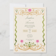 Elegantes Rosa Grün und Gold Handgemalte Wasserfar