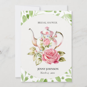 Elegantes Rosa Grüne Blume Brautparty Einladung